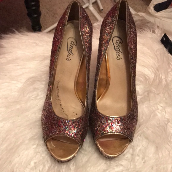 Multi color sparkle platform heels - Picture 3 of 4